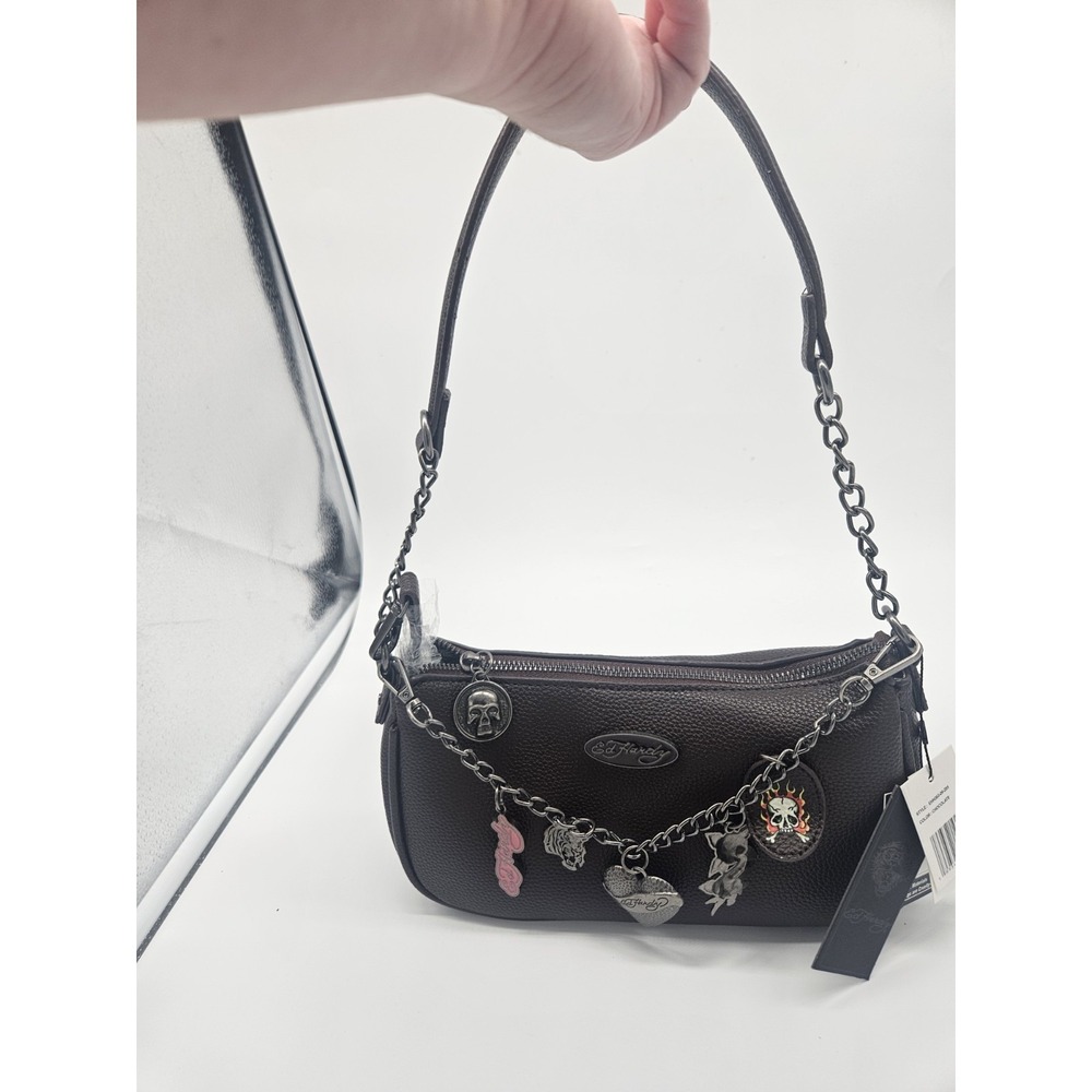 Ed Hardy Brown Purse W/ Charms Y2K New with Tag NWT